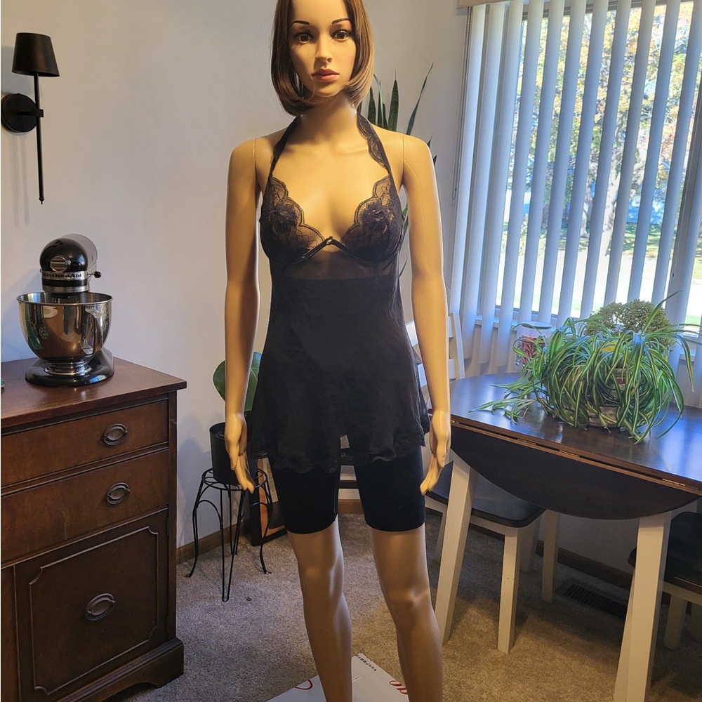 Victoria's Secret Black Lace Halter Chemise
